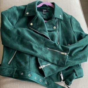 Green Suede Moto Jacket